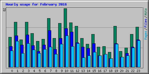 Hourly usage for February 2016